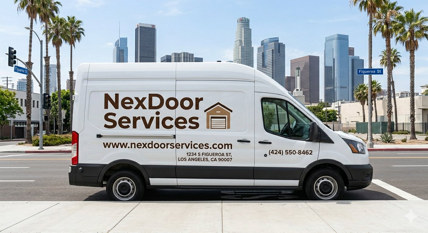 NexDoor Services van in Los Angeles, CA — Garage Door Repair