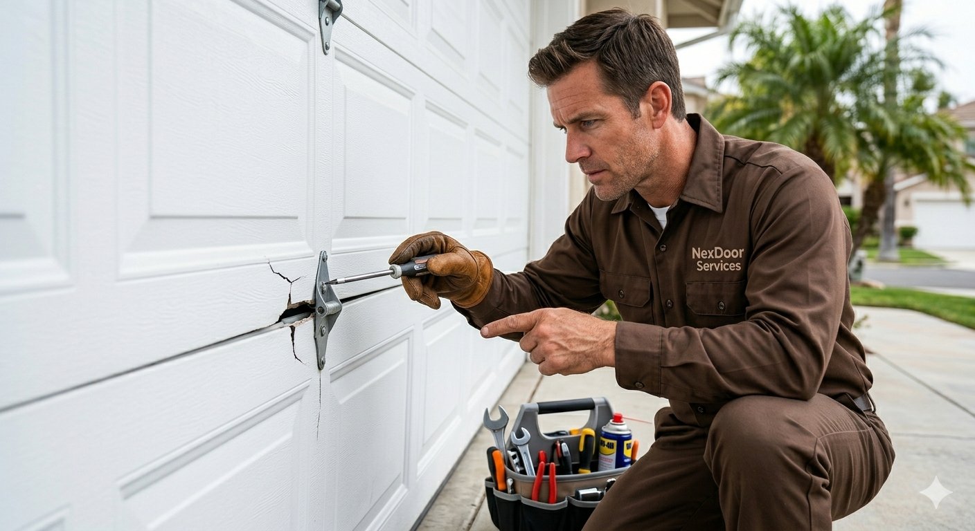 NexDoor Services technician installing smart LiftMaster opener in Los Angeles